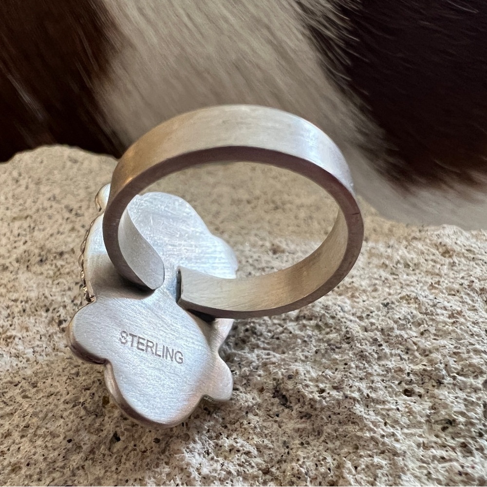 ❤️ Palomino Variscite Navajo Brushed Sterling Silver Decorative Adjustable Ring - Picture 5 of 12
